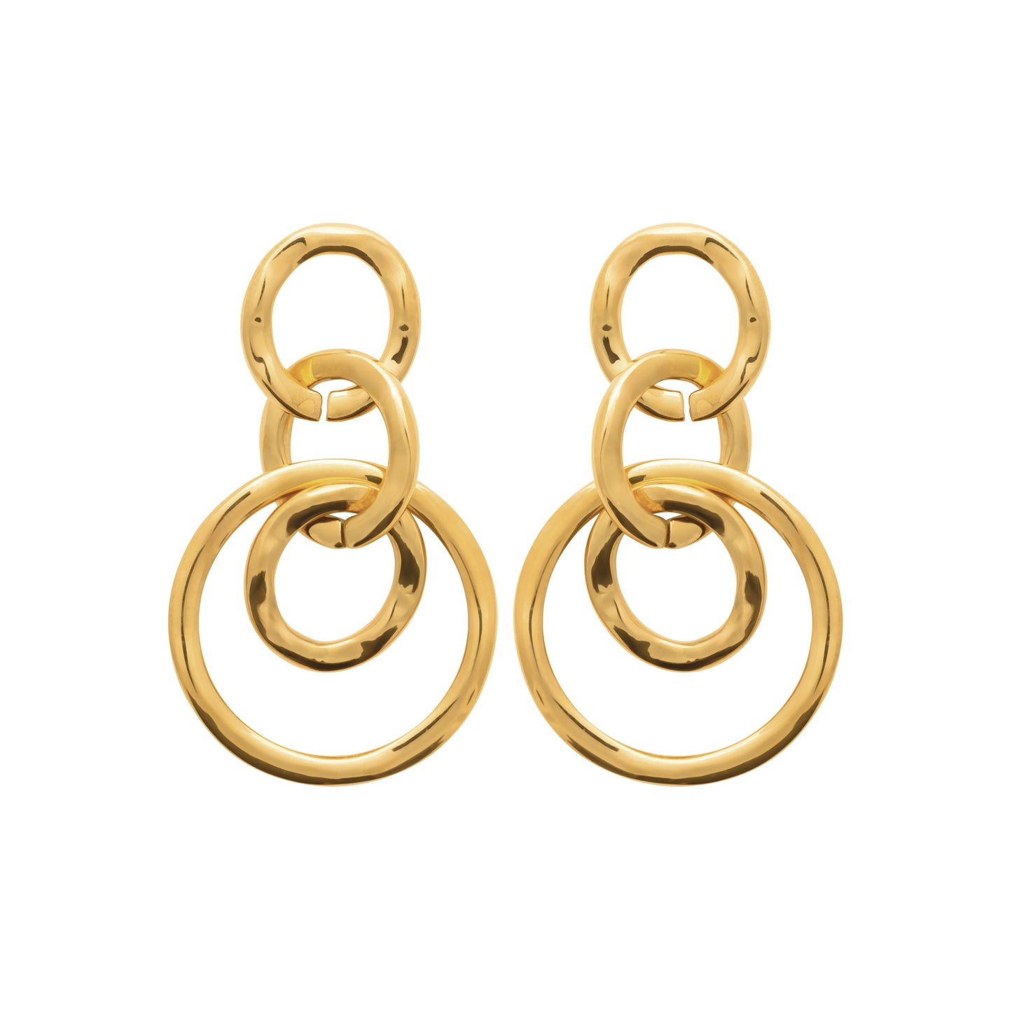 Boucles d'oreilles pendantes 4 ronds en acier doré