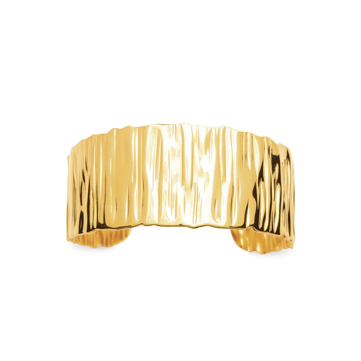 Bracelet jonc doré martelé en acier inoxydable