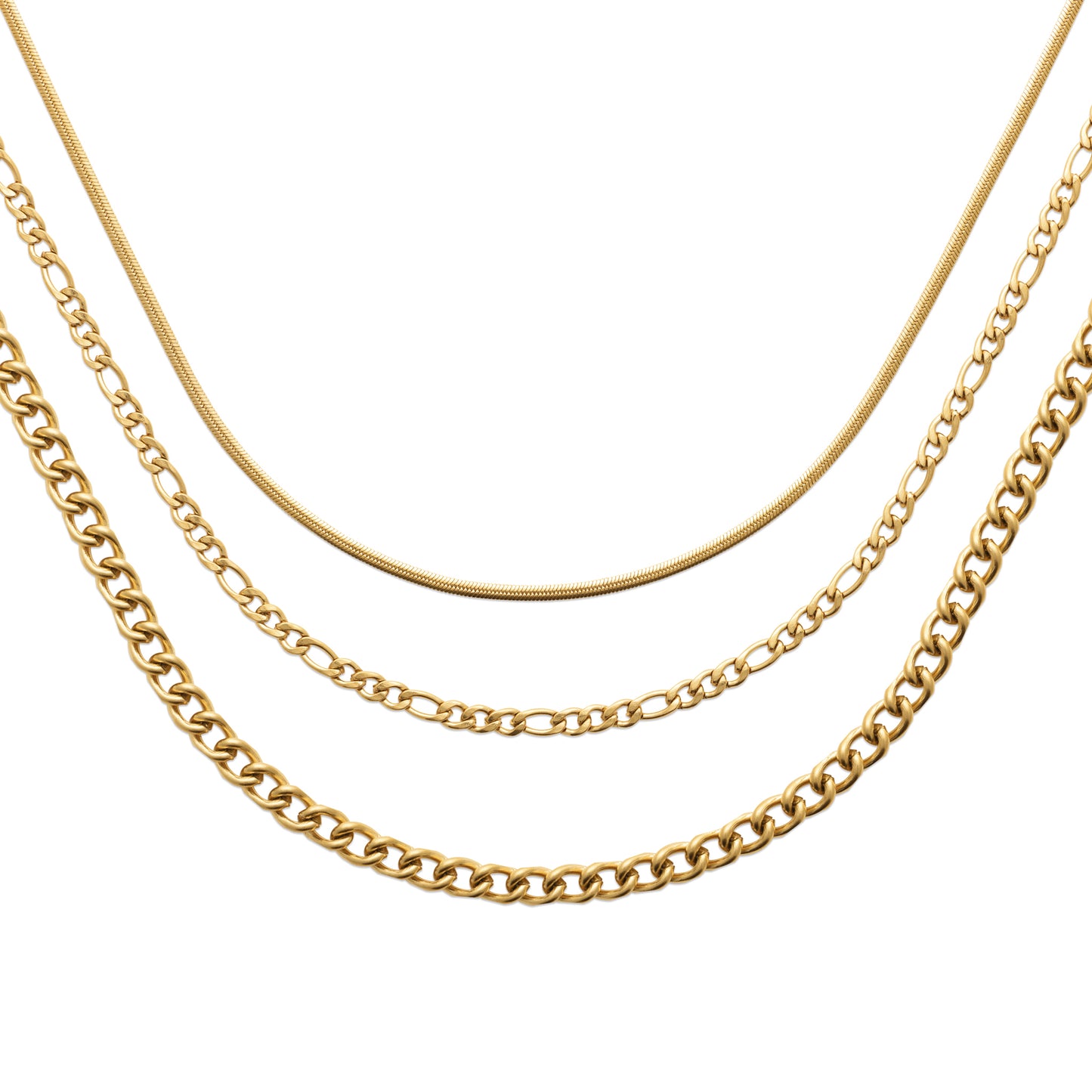 Collier multi-rangs en acier doré