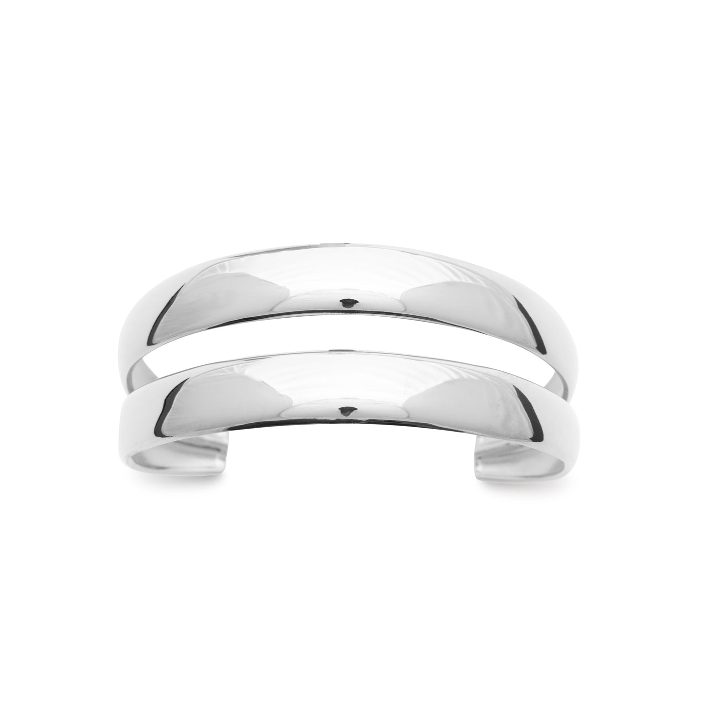 Bracelet jonc argenté double anneaux – acier inoxydable