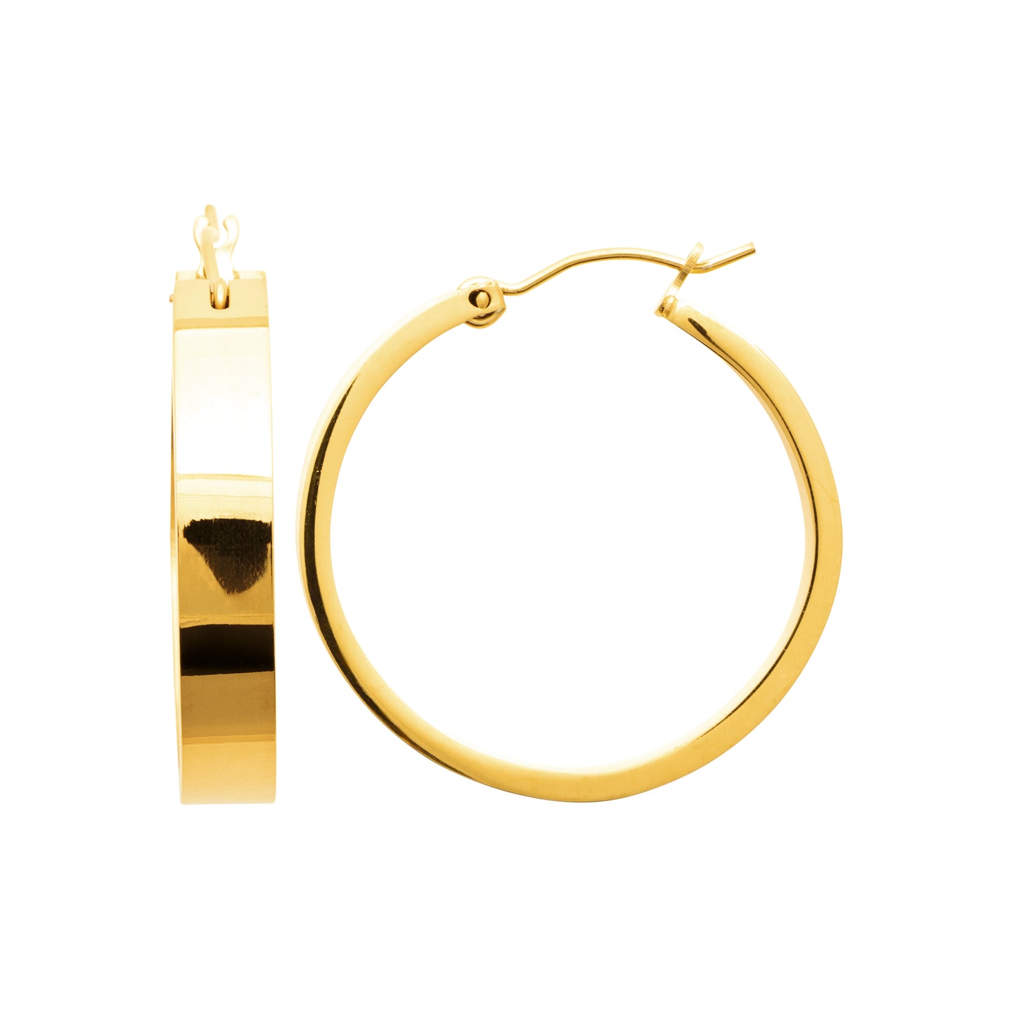 Créoles dorées plates – en acier inoxydable