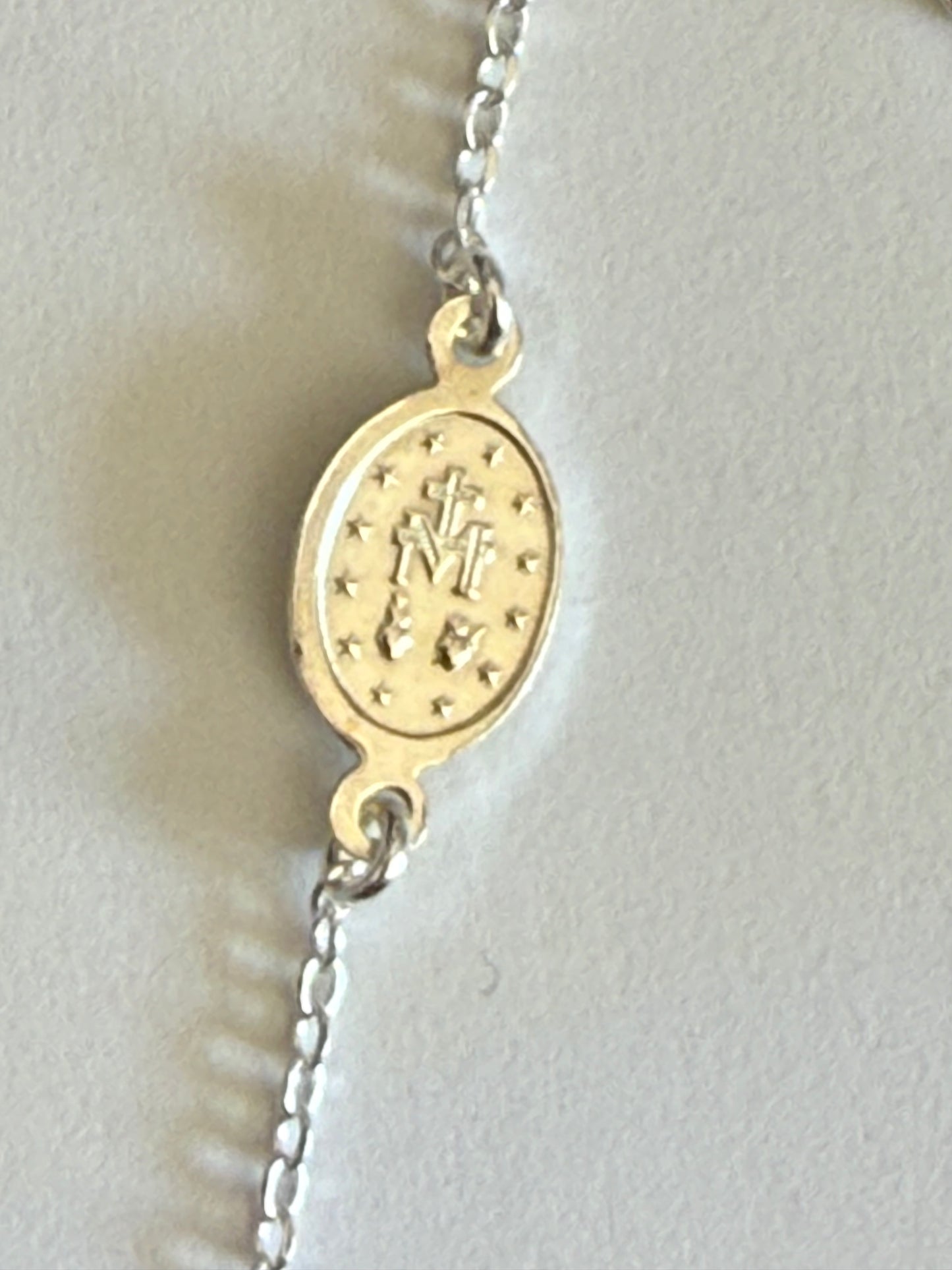 Bracelet en argent massif médaille vierge Marie