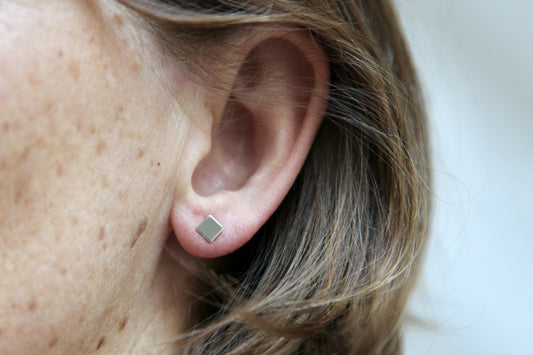 Boucles d'oreilles puces carré argent