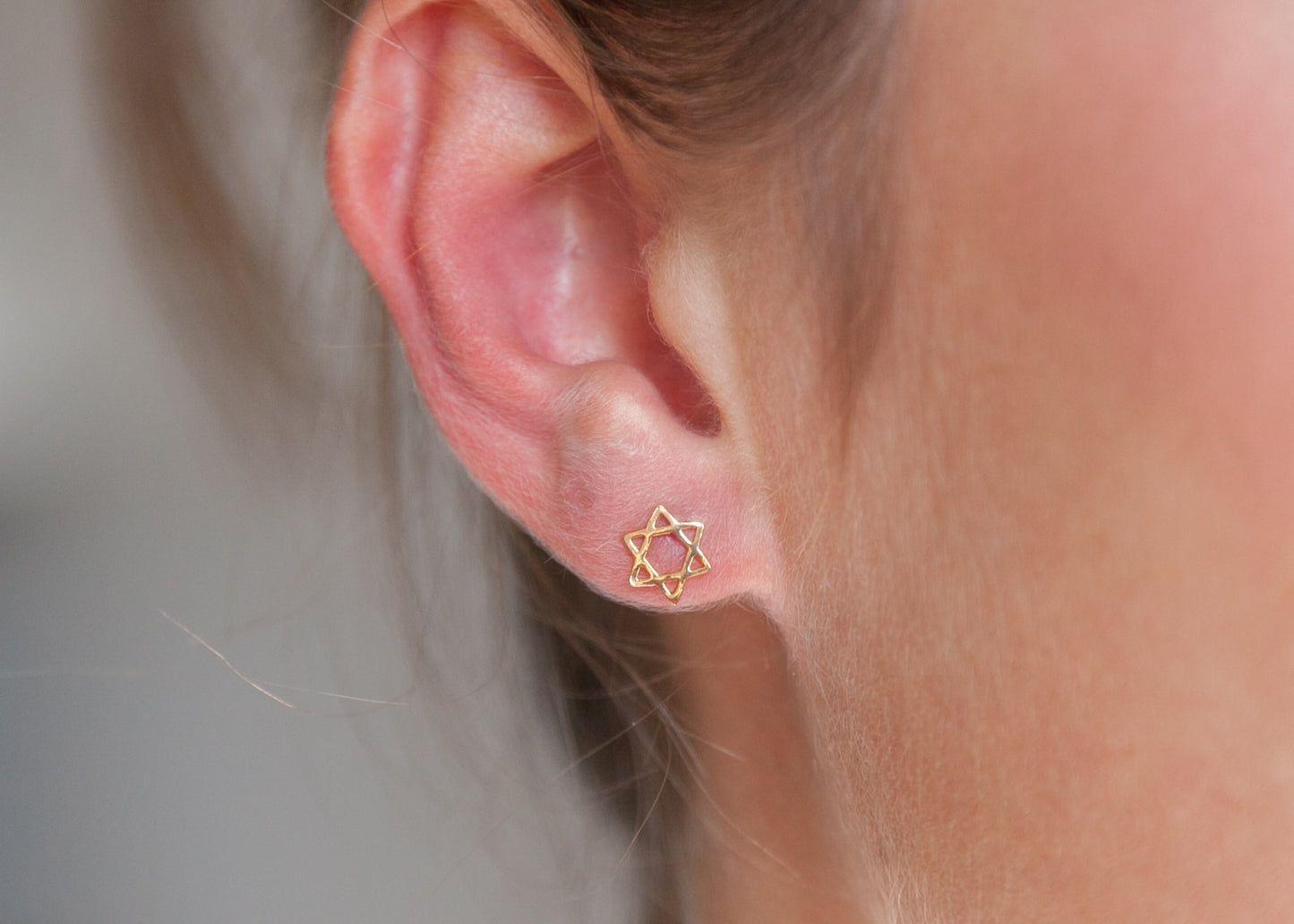 Boucles d'oreilles étoile de David plaqué or