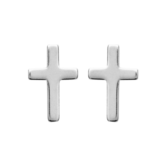 Boucles d'oreilles puces croix  en argent