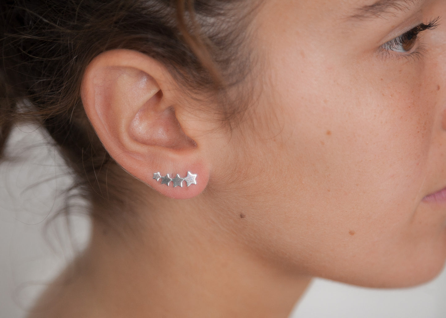 Boucles d'oreilles grimpantes 4 étoiles en argent