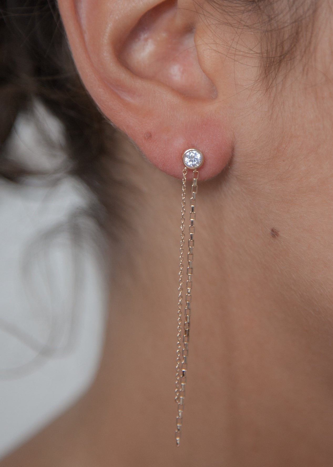 Boucles d'oreilles chaîne strass plaqué or