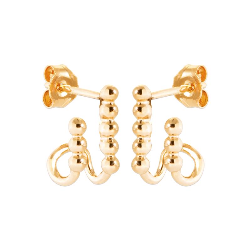 Boucles d'oreilles doubles perlées plaqué or