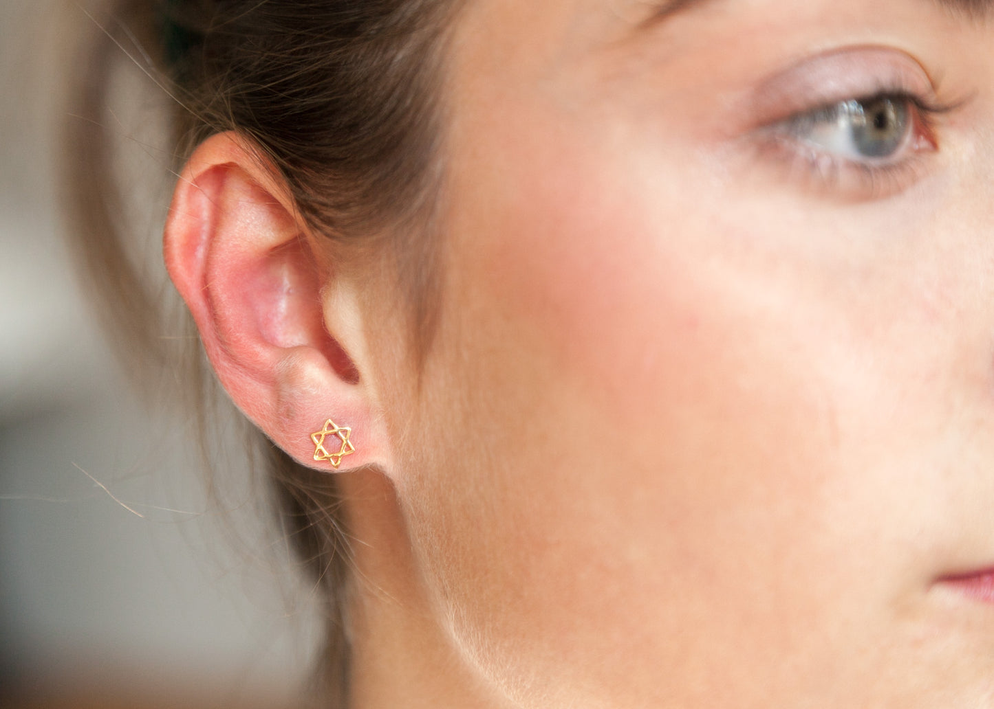 Boucles d'oreilles étoile de David plaqué or