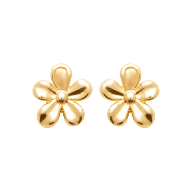 Boucles d'oreilles puce petite fleur plaqué or