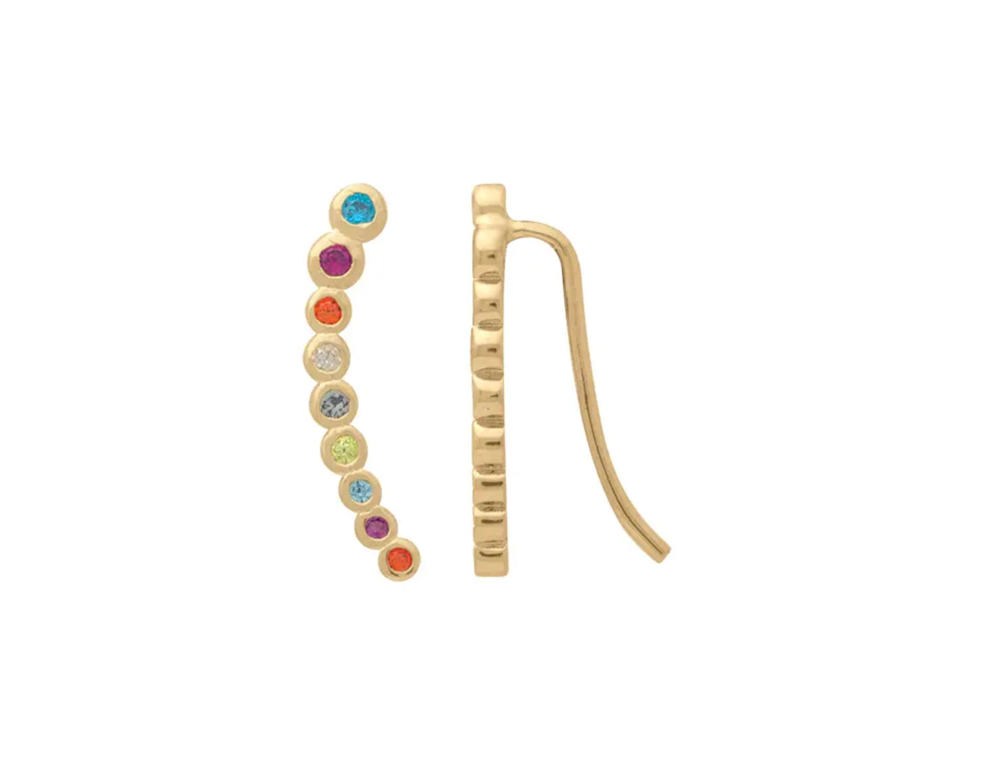 Boucles d'oreilles montantes serties de strass plaqué or