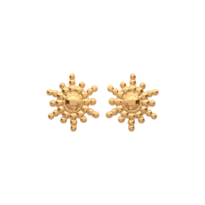 Boucles d'oreilles puce petit soleil plaqué or