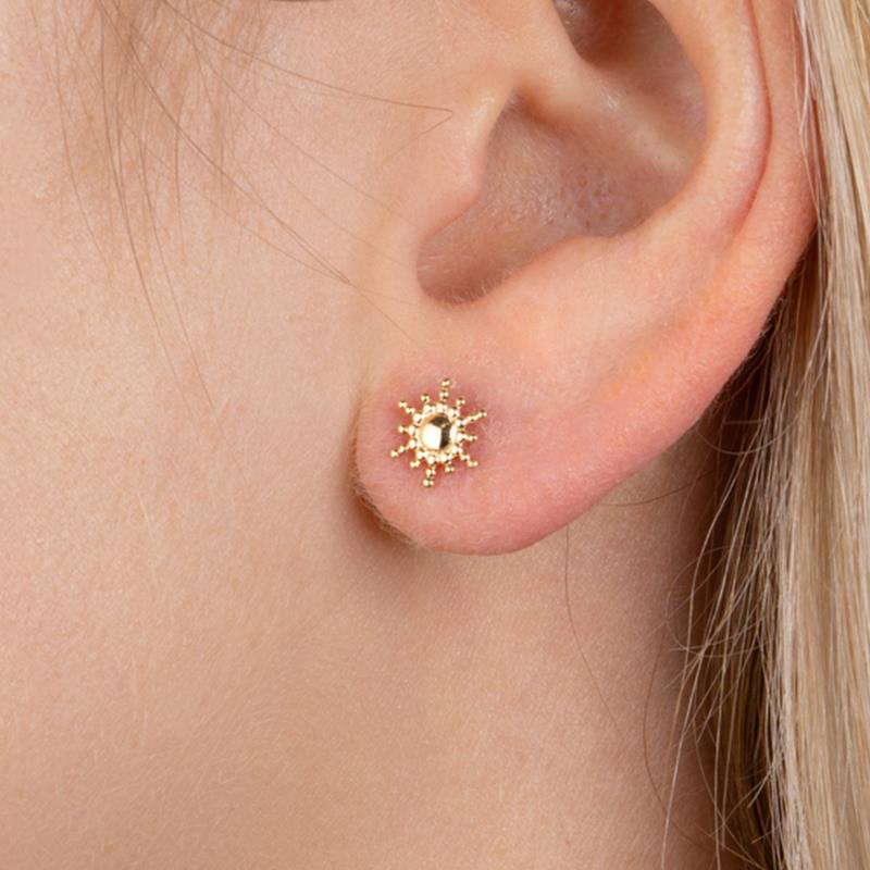 Boucles d'oreilles puce petit soleil plaqué or
