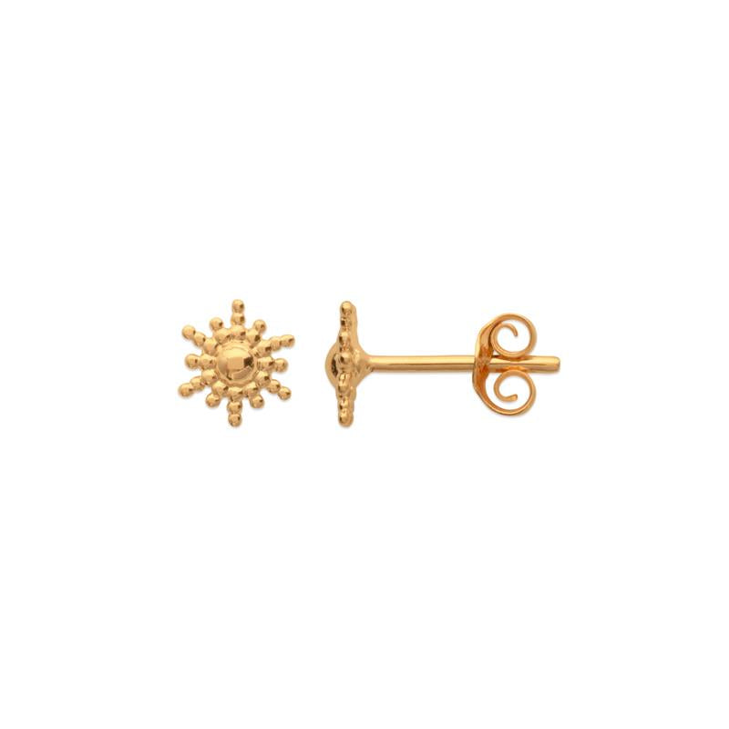 Boucles d'oreilles puce petit soleil plaqué or