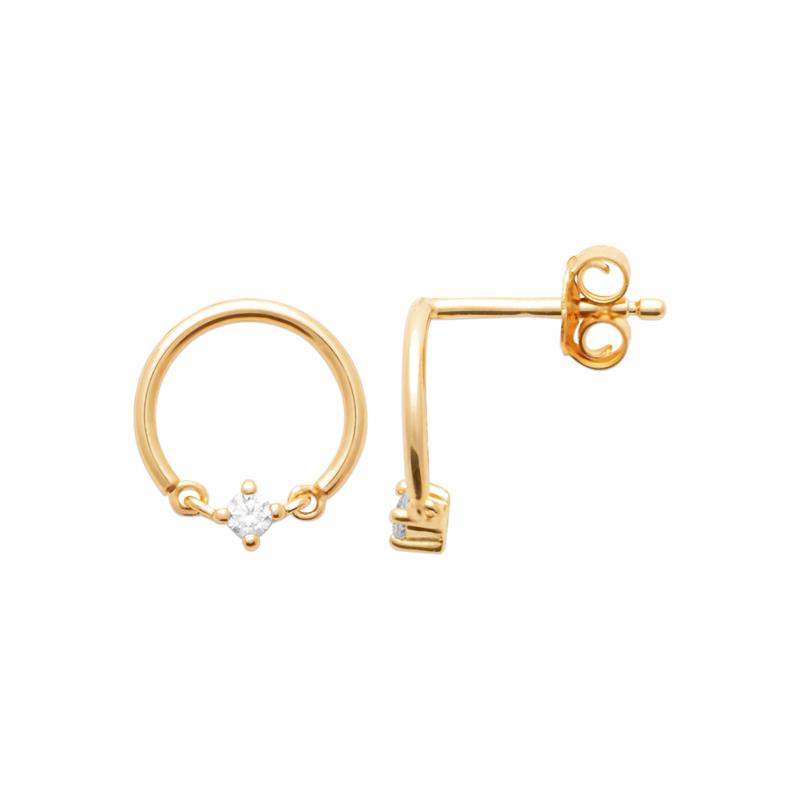 Boucles d'oreilles rond plaqué or serties d'un zircon