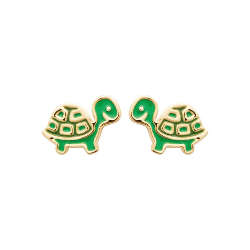 Boucles d'oreilles tortues plaqué or pour enfants