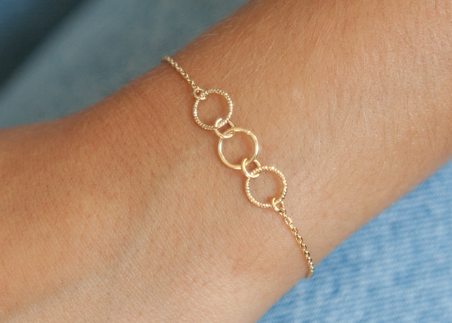 Bracelet 3 ronds entrelacés plaqué or