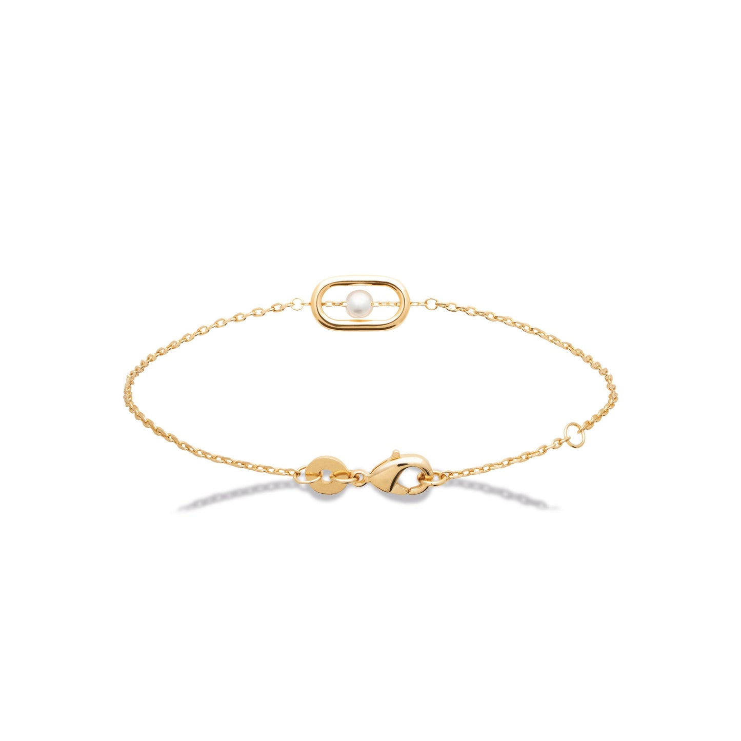 Bracelet géométrique perle blanche plaqué or