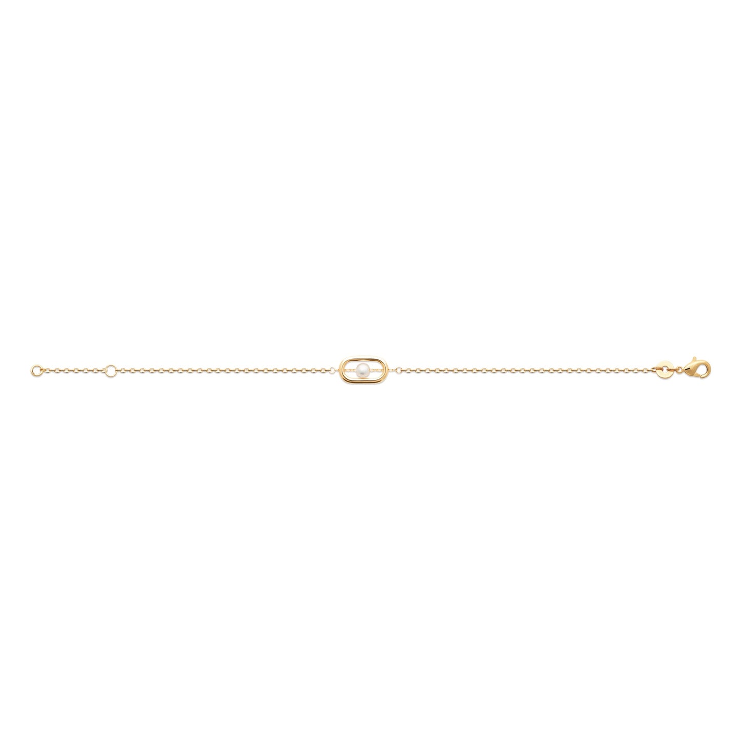 Bracelet géométrique perle blanche plaqué or