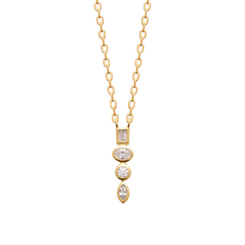 Collier cercle plaqué or et zircons - Pendentifs pierres et argent Collier cercle plaqué or et zircons - Pendentifs pierres et argent