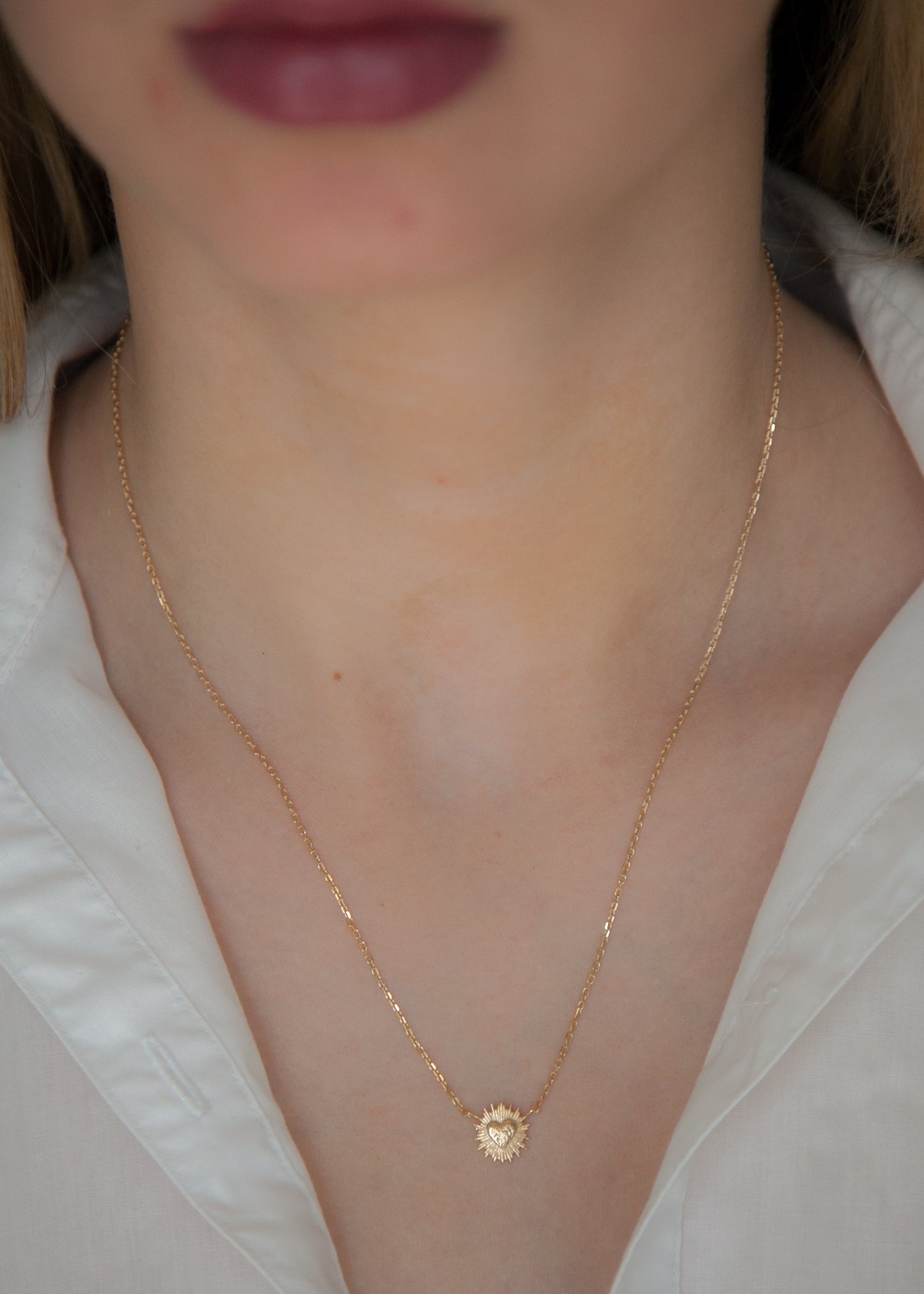 Collier coeur ex-voto plaqué or