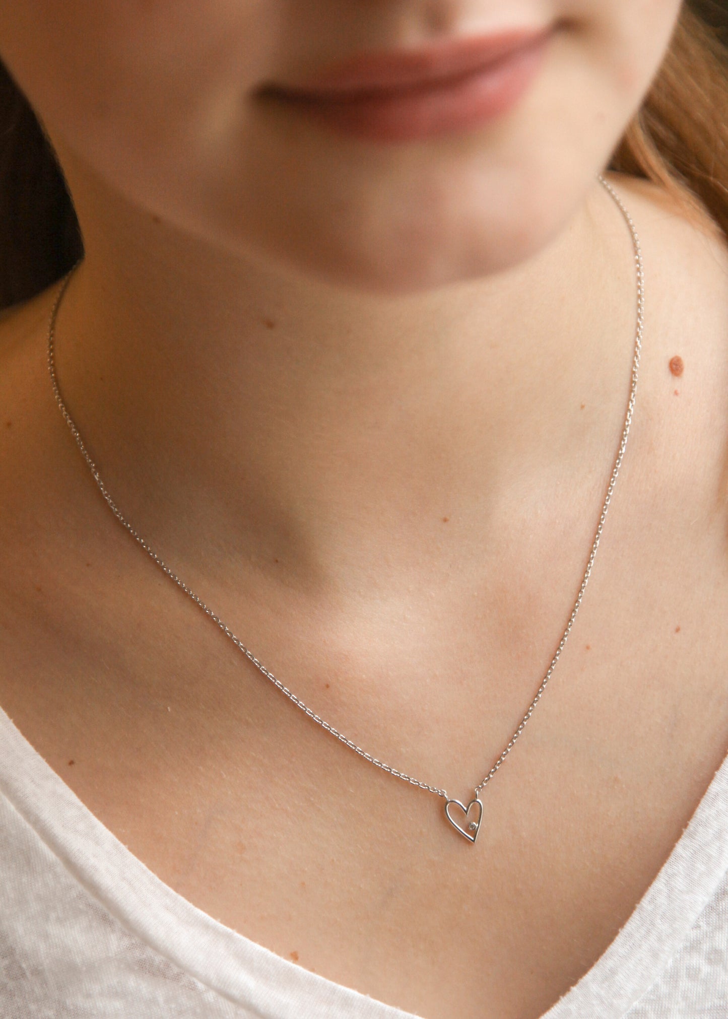 Collier en argent avec Pendentif Cœur et Oxyde de Zirconium