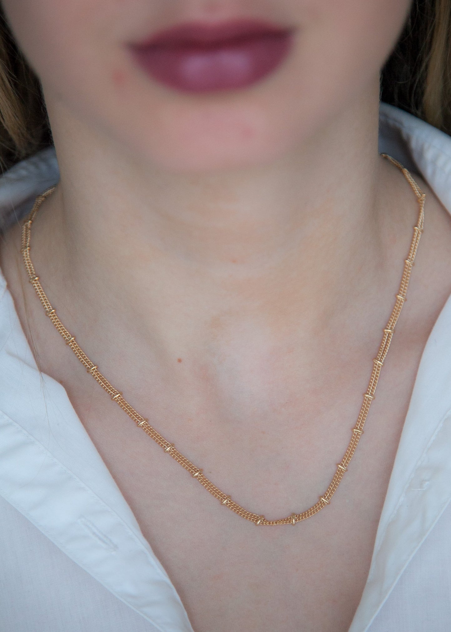 Collier double rangs plaqué or