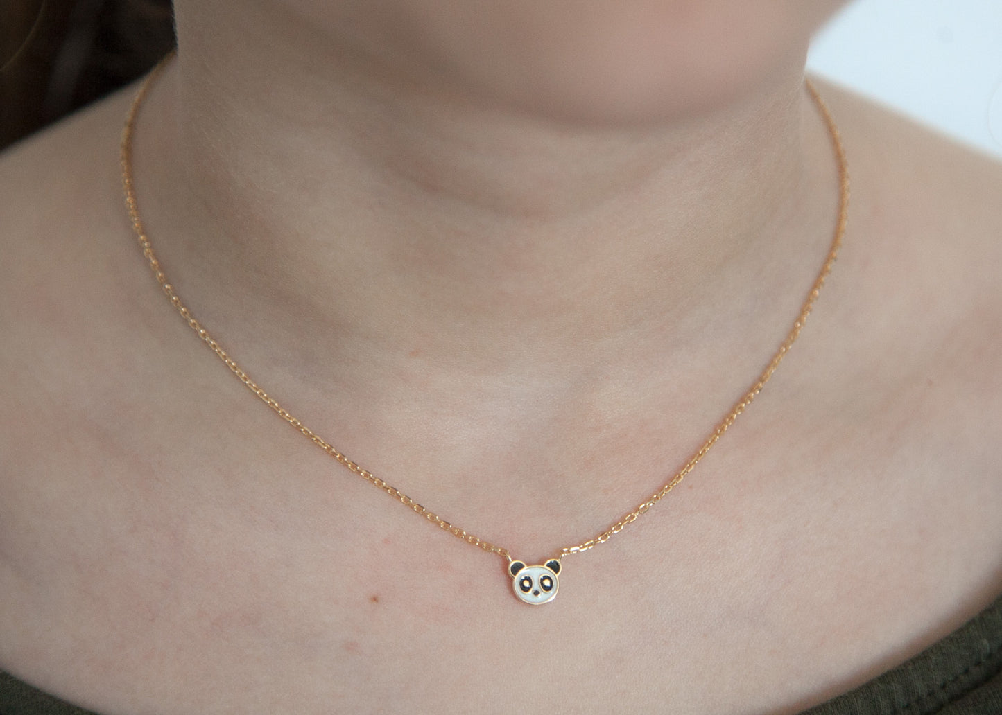 Collier tête de panda plaqué or