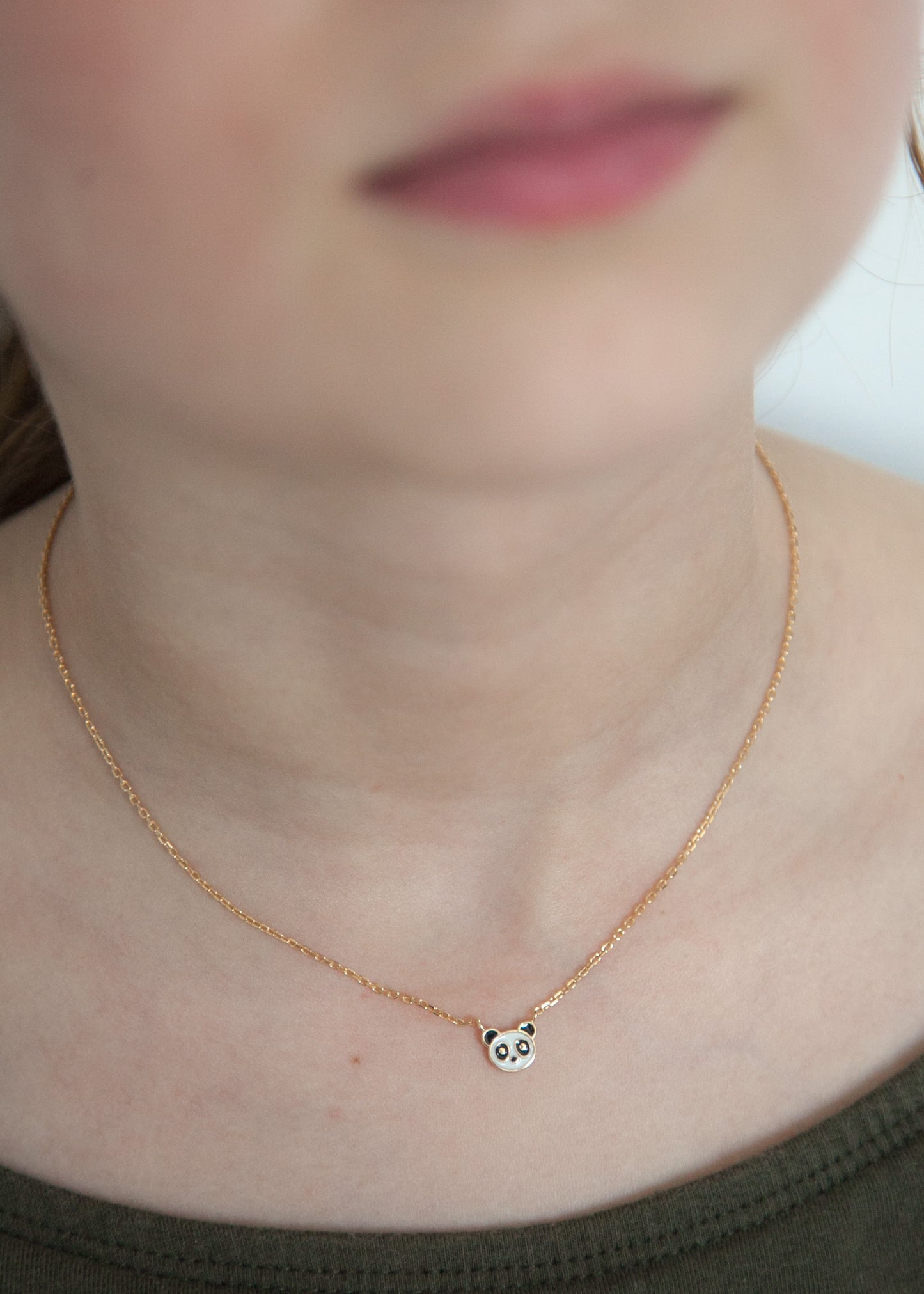 Collier tête de panda plaqué or