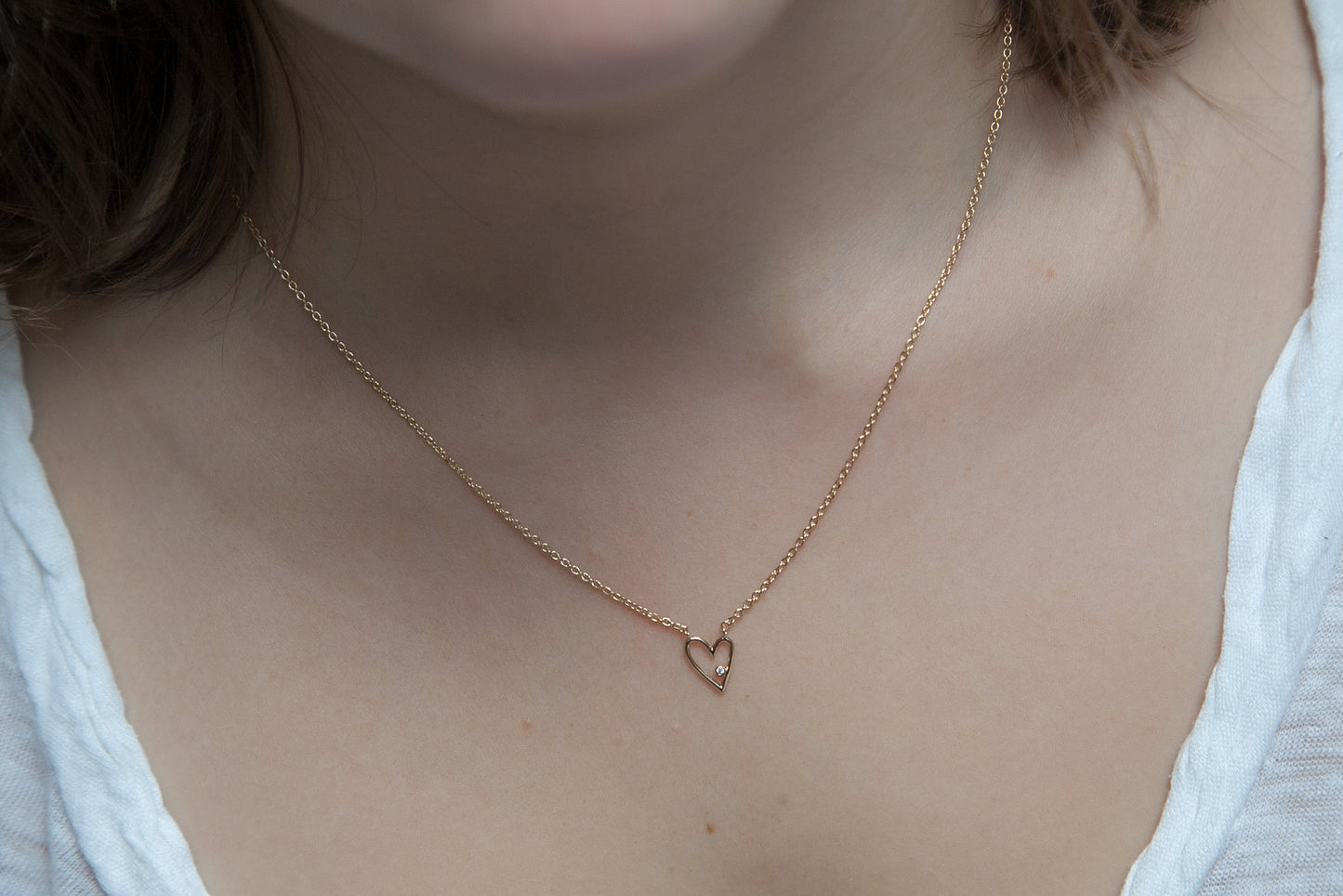 Collier Plaqué Or 18 Carats avec Pendentif Cœur et Oxyde de Zirconium