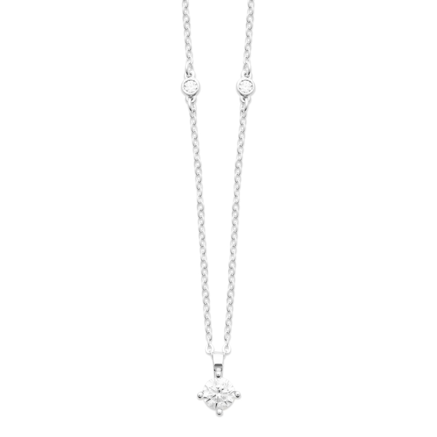 Collier serti de 3 zircons en argent