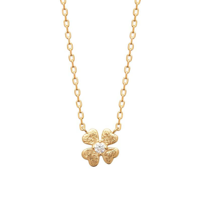 Collier porte-bonheur trèfle plaqué or