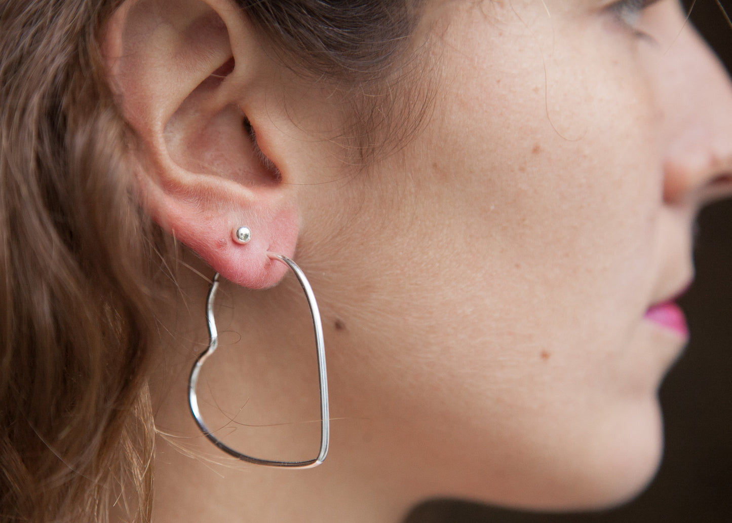 Boucles d'oreilles créoles coeur en argent