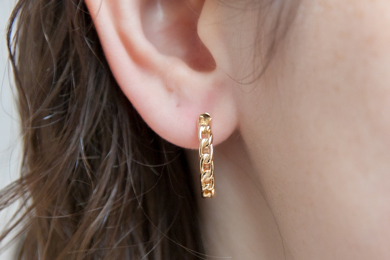 Boucles d'oreilles créole maillons de chaîne plaqué or