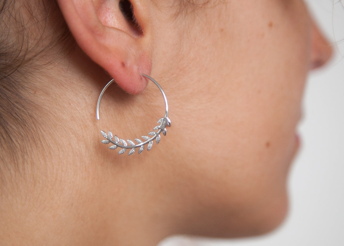 Boucles d'oreilles créoles épi de blé en argent