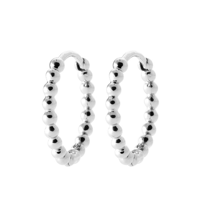 Boucles d'oreilles créoles perlées en argent