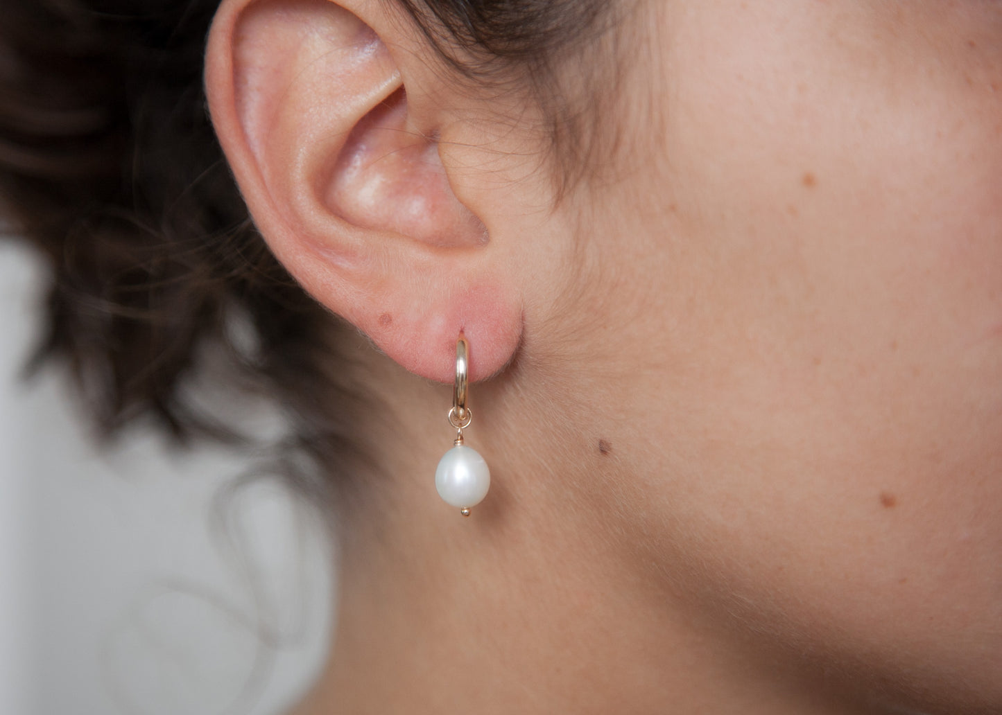 Boucles d'oreilles créoles perles de culture plaqué or 18 Carats