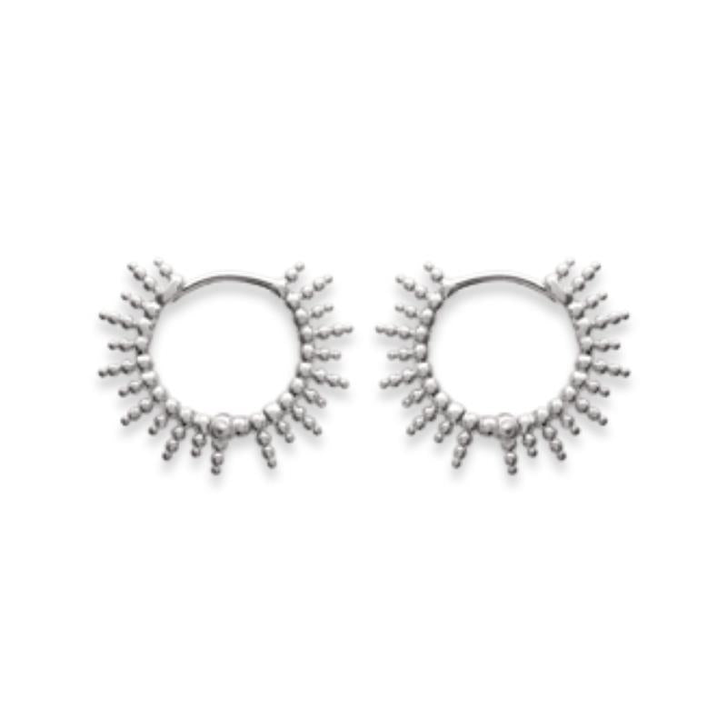 Boucles d'oreilles créoles rayons de soleil argent