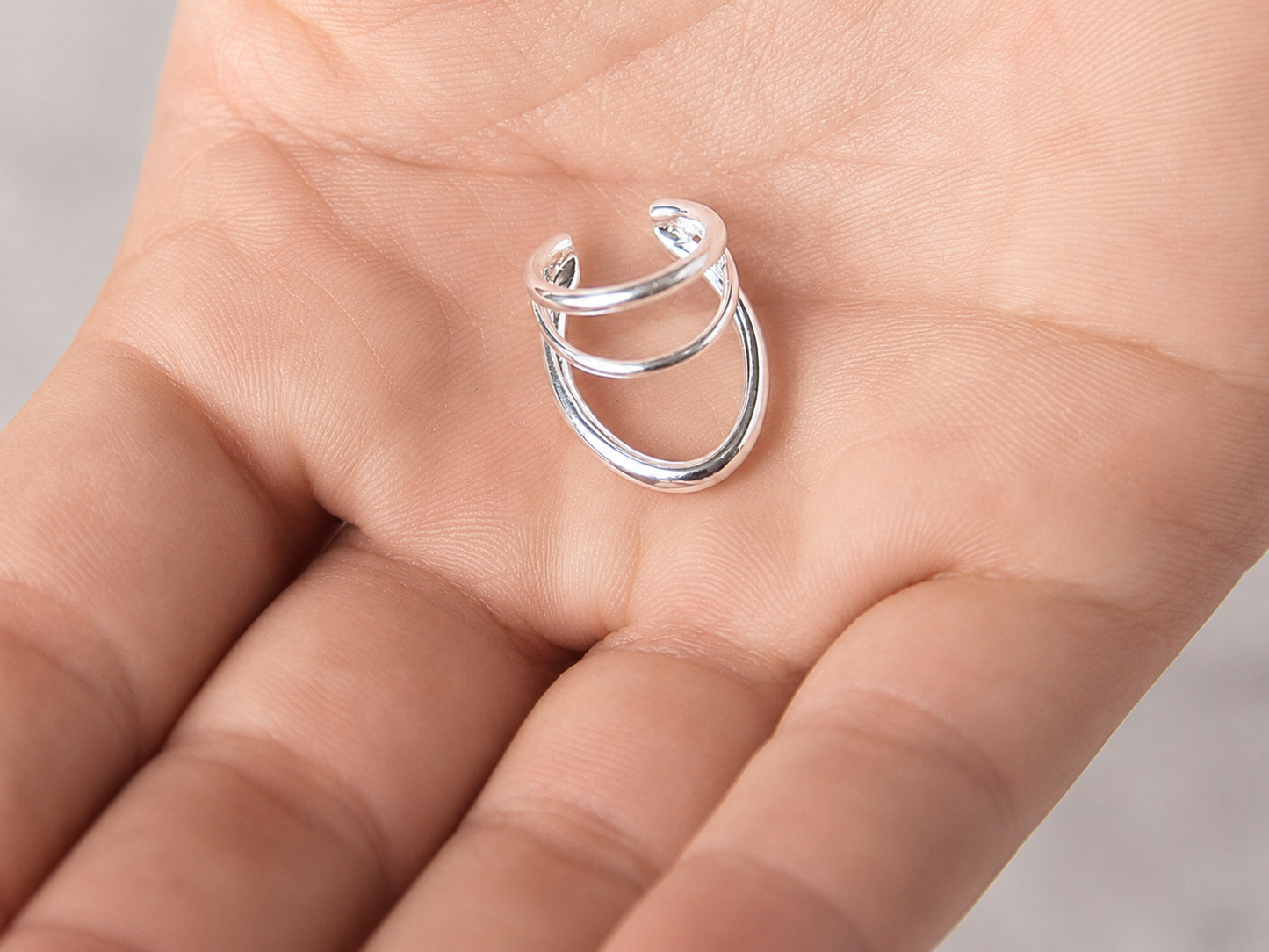 Ear cuff multi-rangs en argent véritable