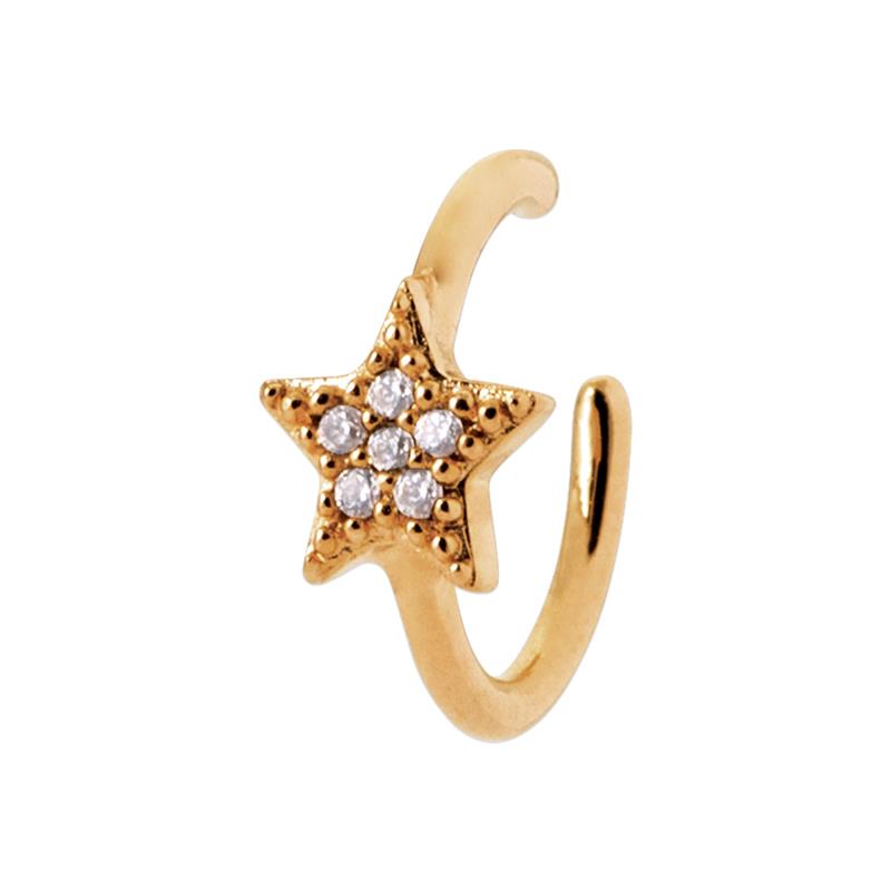 Bague d'oreille Ear cuff étoile strass plaqué or