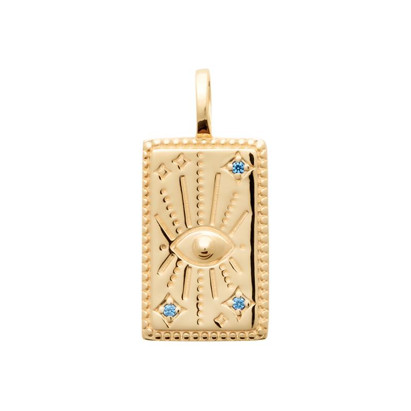 Collier pendentif carte tarot oeil protecteur plaqué or