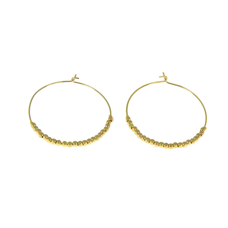 Boucles d'oreilles créoles et perles plaqué or
