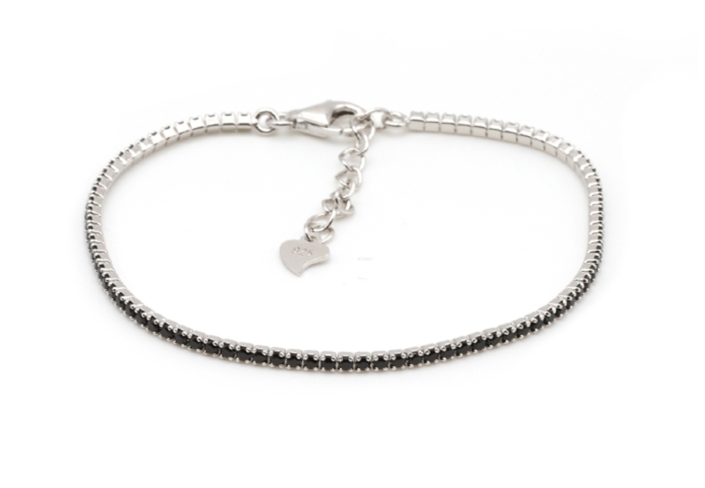 Bracelet en argent et oxydes de zirconium de couleur noire