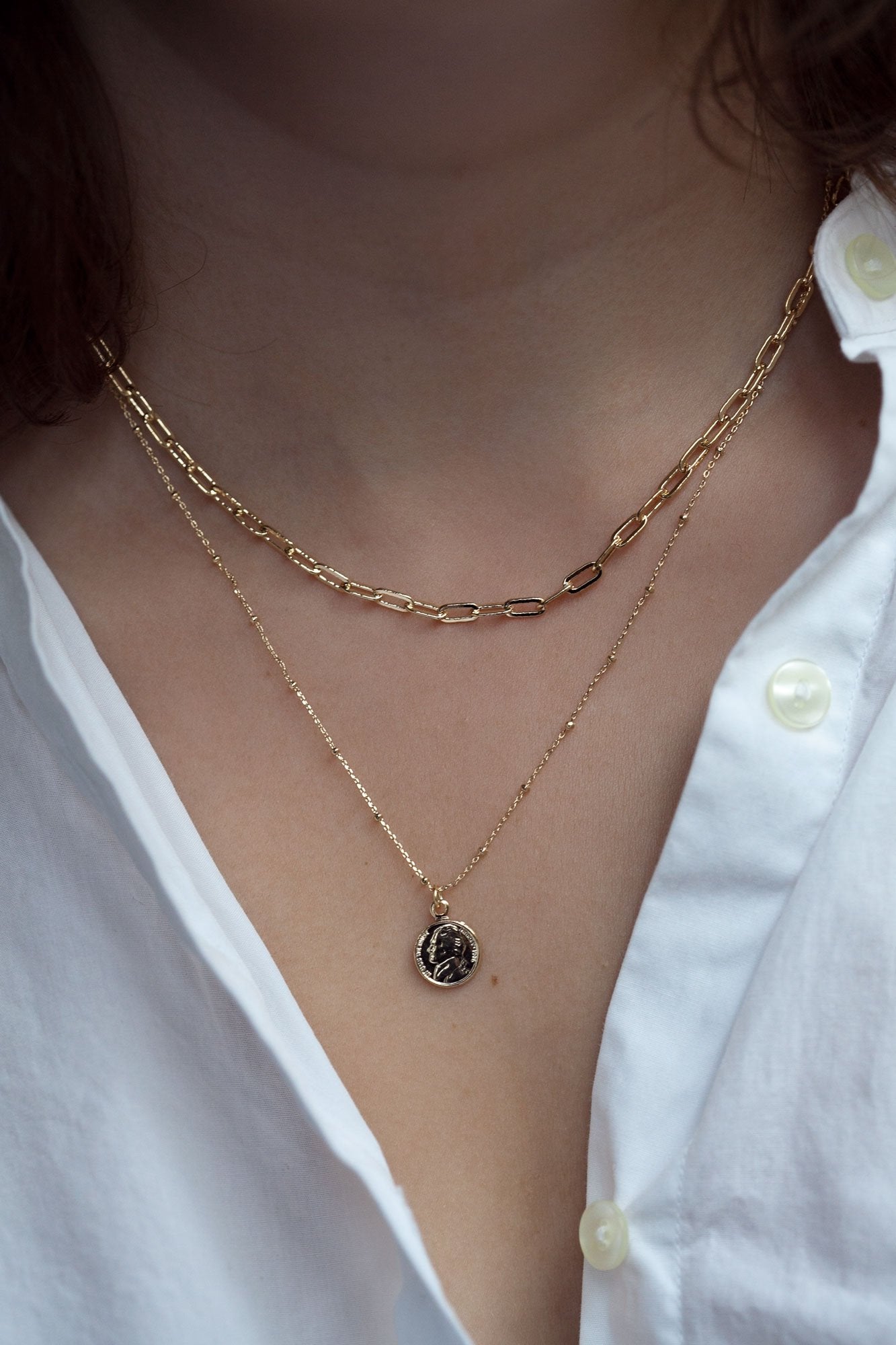 Collier grands maillons plaqué or