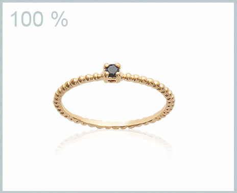 Bague fine perles sertie d'un zircon plaqué or jaune