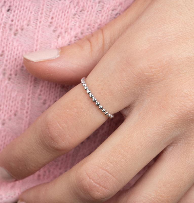 Bague petites boules en argent véritable