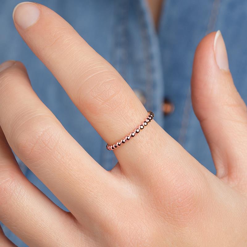 Bague petites boules plaqué or rose