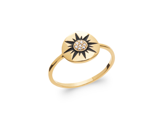 Bague soleil plaqué or sertie de zircons