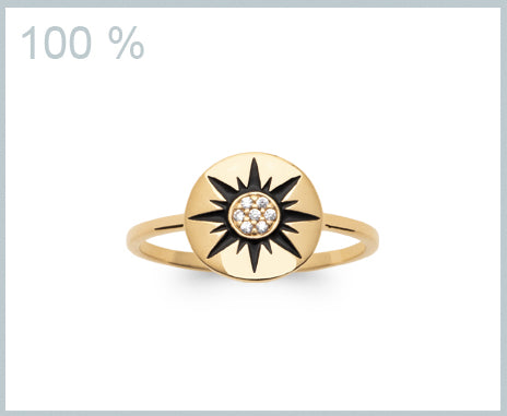 Bague soleil plaqué or sertie de zircons