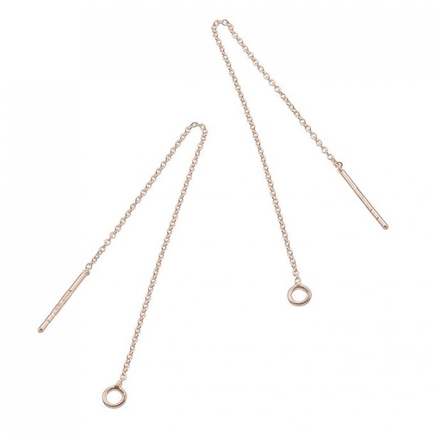 boucles oreilles chaine traversante plaqué or rose